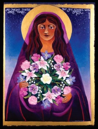 mary magdalene with flowers